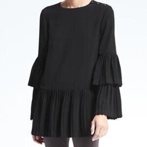 Banana Republic x Olivia Palermo Black Tiered Top with Bell Sleeves